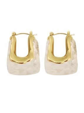 Nordstrom Pink Stone Gold Lining Hoop Earrings